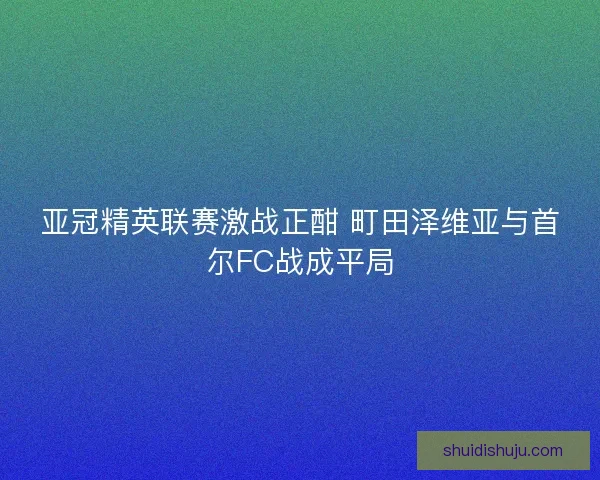 亚冠精英联赛激战正酣 町田泽维亚与首尔FC战成平局 亚冠精英联赛激战正酣 町田泽维亚与首尔FC战成平局