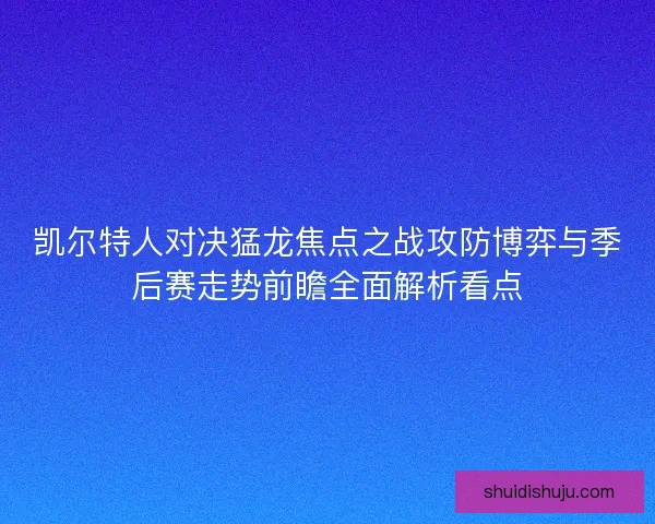凯尔特人对决猛龙焦点之战攻防博弈与季后赛走势前瞻全面解析看点