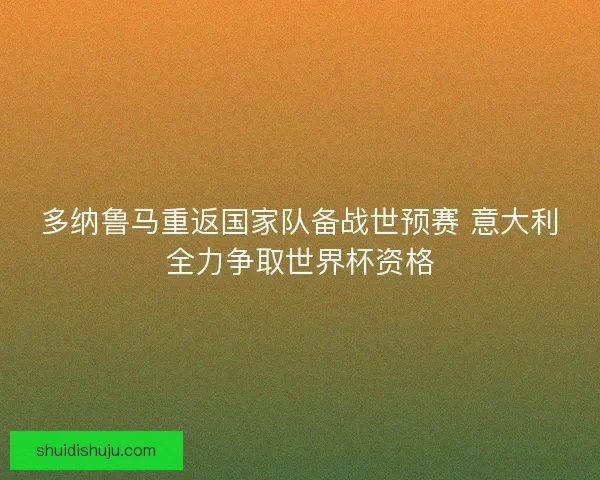 多纳鲁马重返国家队备战世预赛 意大利全力争取世界杯资格