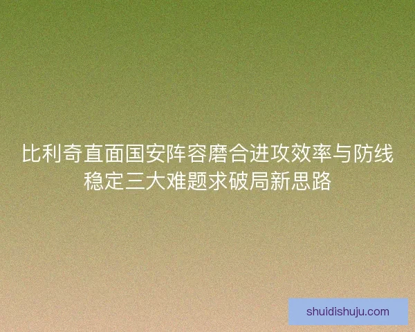 比利奇直面国安阵容磨合进攻效率与防线稳定三大难题求破局新思路 比利奇直面国安阵容磨合进攻效率与防线稳定三大难题求破局新思路